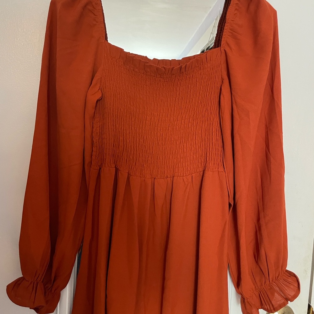 SHEIN Rust Long Sleeve Dress